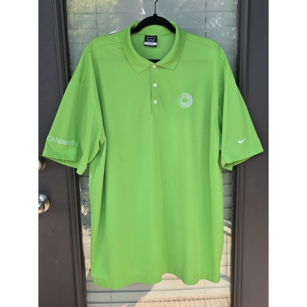 Nike Golf Dri-Fit Green Short Sleeve Polo Shirt Men's sz 2XL with Logo